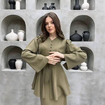 Dámske oblečenie Cross-Border Ready-Made 2025 Jesenný nový elegantný kardiganový top, jednofarebný, spoločenský, dvojdielny set