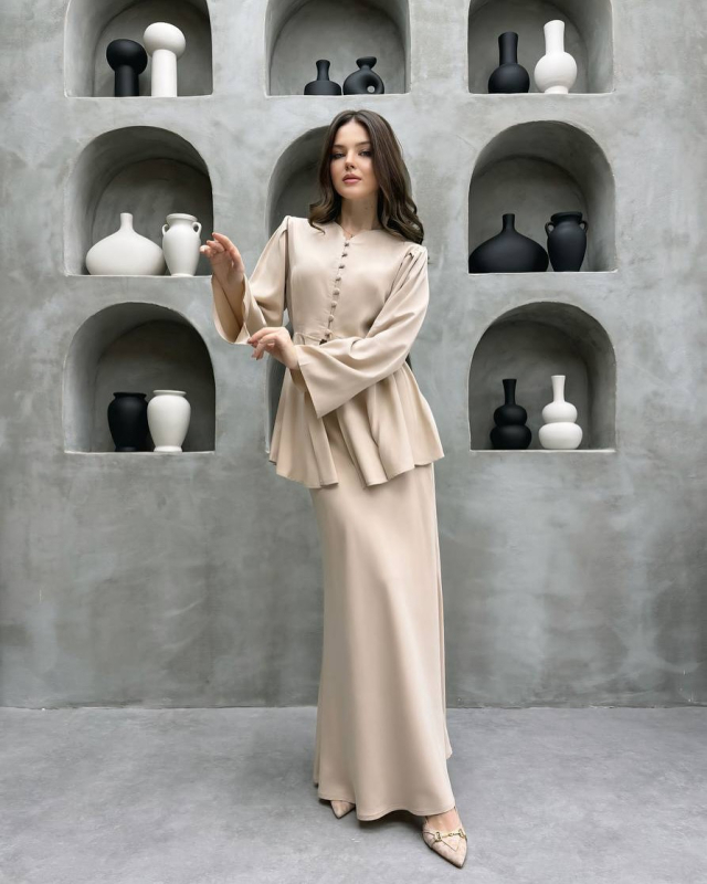 Dámske oblečenie Cross-Border Ready-Made 2025 Jesenný nový elegantný kardiganový top, jednofarebný, spoločenský, dvojdielny set