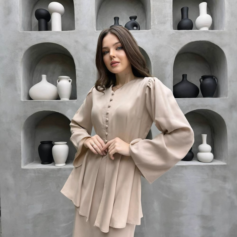Dámske oblečenie Cross-Border Ready-Made 2025 Jesenný nový elegantný kardiganový top, jednofarebný, spoločenský, dvojdielny set