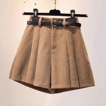 Rövidnadrágok, kordbársony, hétköznapi, női őszi-téli 2023-as új khaki színű felsőruházat, magas derekú, vékony, A-vonalú szoknya, nadrág, széles szárú csizma, nadrág