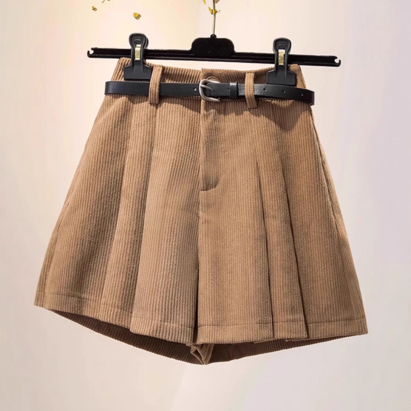 Rövidnadrágok, kordbársony, hétköznapi, női őszi-téli 2023-as új khaki színű felsőruházat, magas derekú, vékony, A-vonalú szoknya, nadrág, széles szárú csizma, nadrág