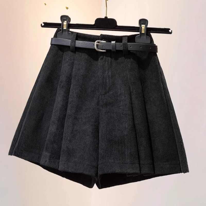 Rövidnadrágok, kordbársony, hétköznapi, női őszi-téli 2023-as új khaki színű felsőruházat, magas derekú, vékony, A-vonalú szoknya, nadrág, széles szárú csizma, nadrág