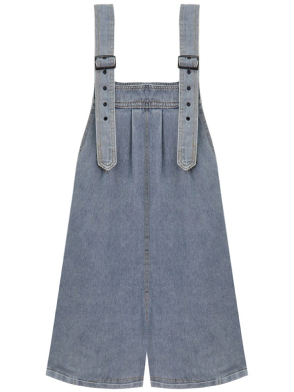 Női nyári vékony farmer overál apró testalkatokra, niche dizájn, laza retró, széles szárú rövidnadrág