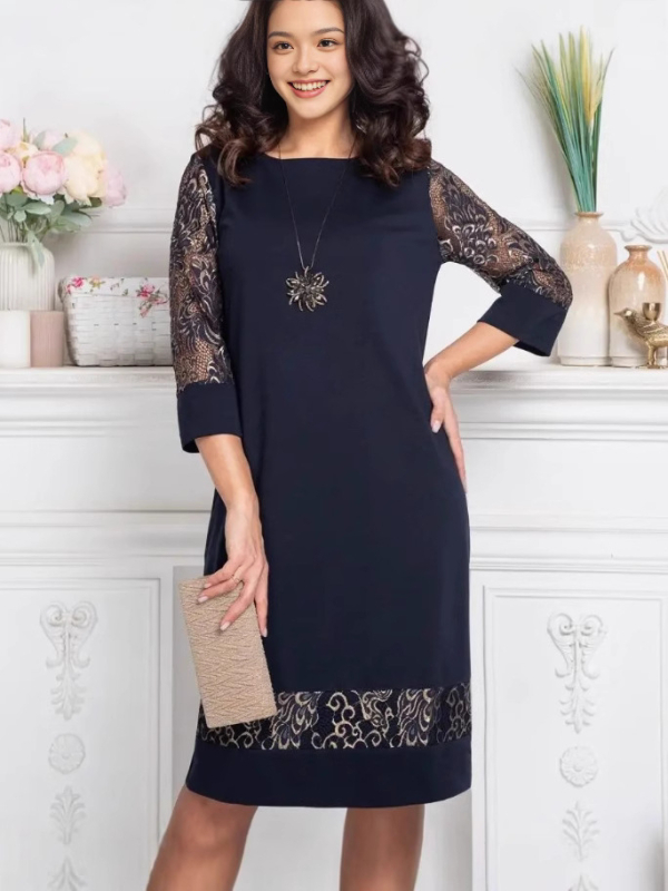 Európai és amerikai határokon átnyúló új ruha, csipke, üreges, kerek nyakú, vékony, vékony ruha