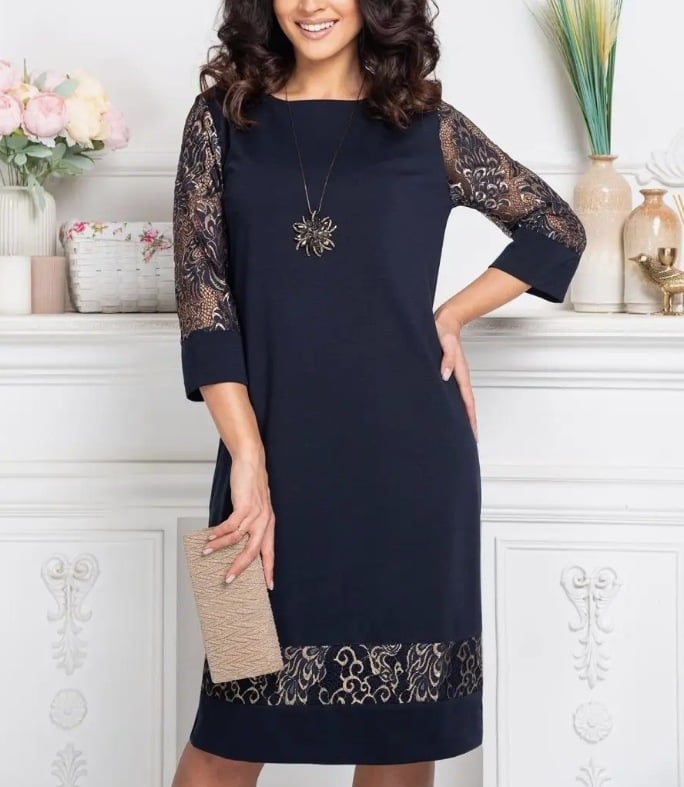 Európai és amerikai határokon átnyúló új ruha, csipke, üreges, kerek nyakú, vékony, vékony ruha