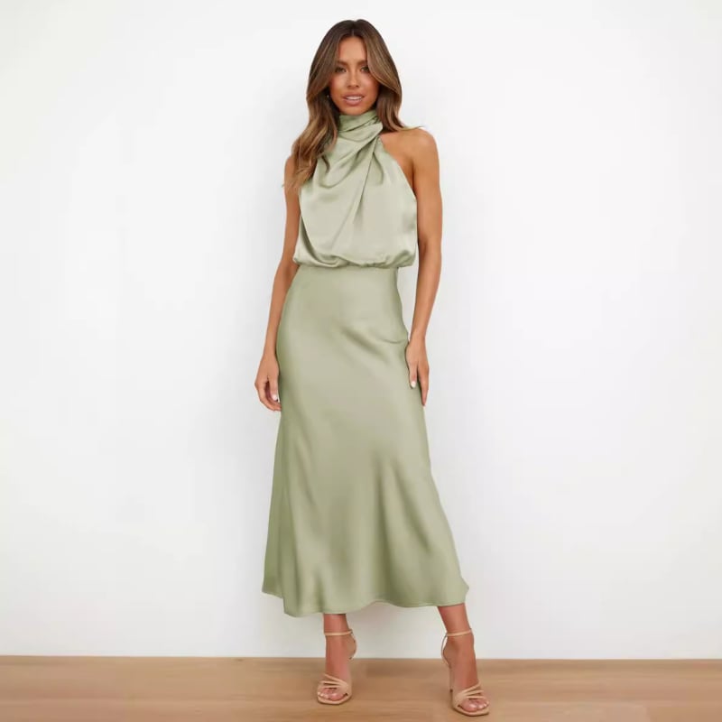 Rochie de seară ușoară, elegantă, din satin, pentru primăvară și vară 2023, nouă, fierbinte, la modă europeană și americană, Q320