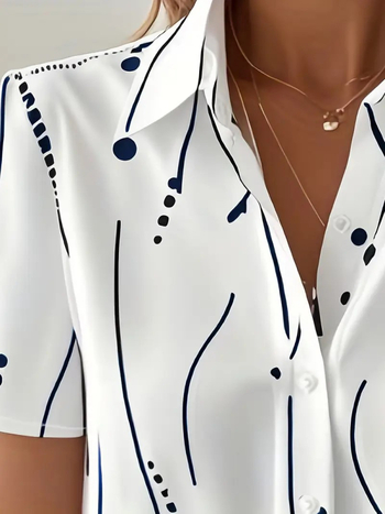 Елегантна европейска и американска трансгранична дамска лятна раирана риза с къс ръкав и щампа на точки