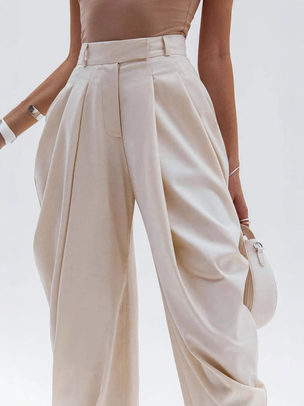 Ženske hlače Vanjska trgovina Veleprodaja 2025 Nove visoke strukirane široke drapirane plisirane nepravilne uske ležerne hlače duge hlače