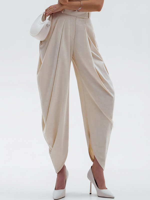 Ženske hlače Vanjska trgovina Veleprodaja 2025 Nove visoke strukirane široke drapirane plisirane nepravilne uske ležerne hlače duge hlače