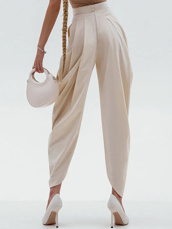 Ženske hlače Vanjska trgovina Veleprodaja 2025 Nove visoke strukirane široke drapirane plisirane nepravilne uske ležerne hlače duge hlače