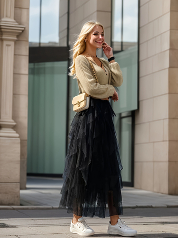 Νέα Ευρωπαϊκή και Αμερικανική Κομψή Φούστα Tutu από Αφράτο Δίχτυ (Γυναικεία) σε Μοντέρνο Καθαρό Χρώμα για Διασυνοριακές Συναλλαγές 2025