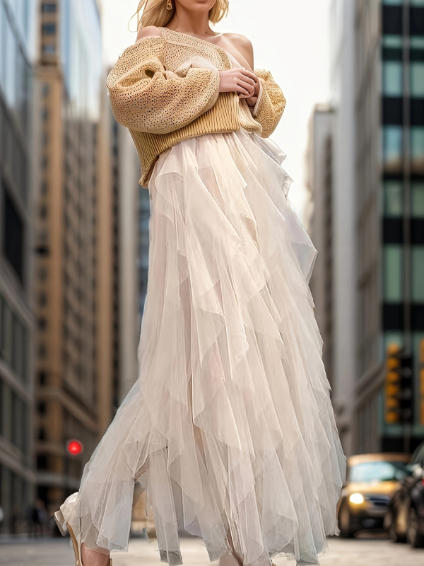 2025-ös, határokon átnyúló, új, európai és amerikai elegáns, bolyhos, hálós tütüszoknya (női), divatos, tiszta színben