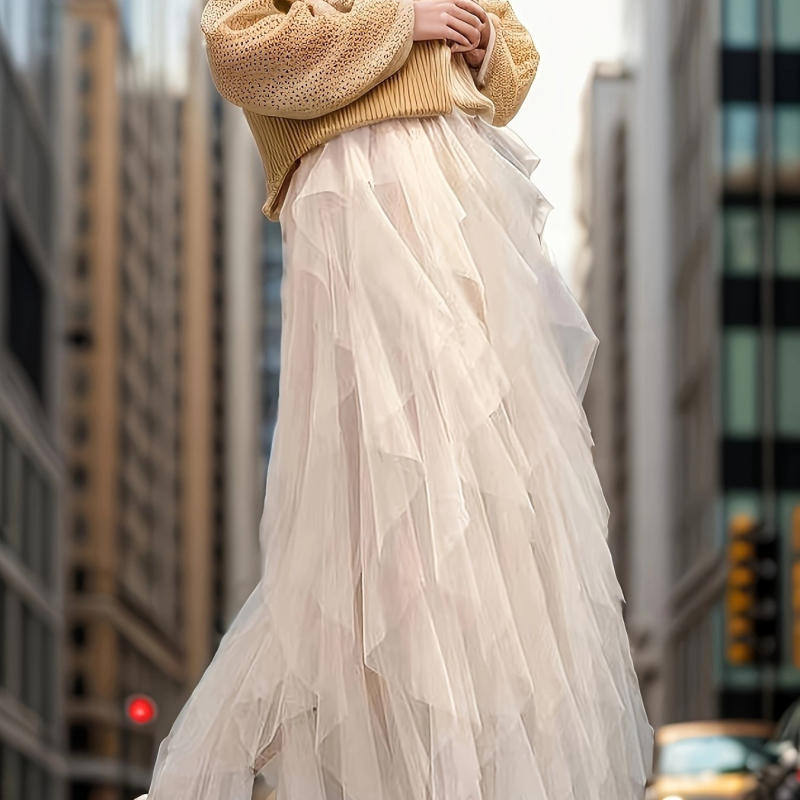 2025-ös, határokon átnyúló, új, európai és amerikai elegáns, bolyhos, hálós tütüszoknya (női), divatos, tiszta színben