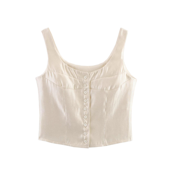 Γυναικεία Ρούχα Διασυνοριακής Χρήσης 2025 Καλοκαίρι, Ευρωπαϊκή και Αμερικανική Μόδα, Στενή Γραμμή, Μπλούζα με Κουμπιά και Καμιζόλα για Γυναικεία A15039