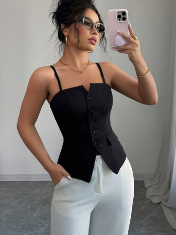 Διασυνοριακή Amazon Ebay Εξαγωγή Γυναικεία Ρούχα 2025 Καλοκαίρι Νέα Ευρωπαϊκή και Αμερικανική Κομψή Ζακέτα με Τιράντες Γιλέκο