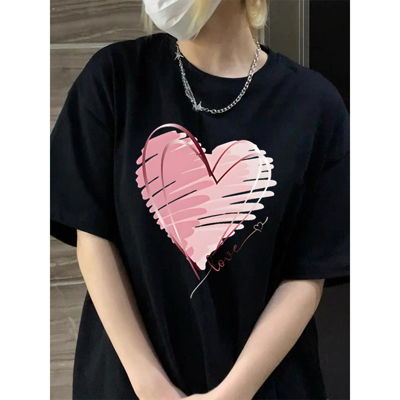 Fekete, tiszta pamut, laza női póló, határokon átnyúló, kövér lányoknak, plus size női ruházat, nagykereskedelem, nyári rövid ujjú, páros, hétköznapi felsők