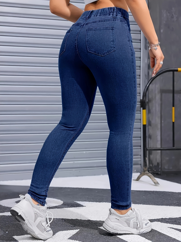 Sieviešu pārrobežu ārējās tirdzniecības džinsi ar elastīgu joslu, augstu jostasvietu un elastīgu kokvilnas audumu, ērti visiem gadalaikiem, plus izmēra sieviešu klasisks stils