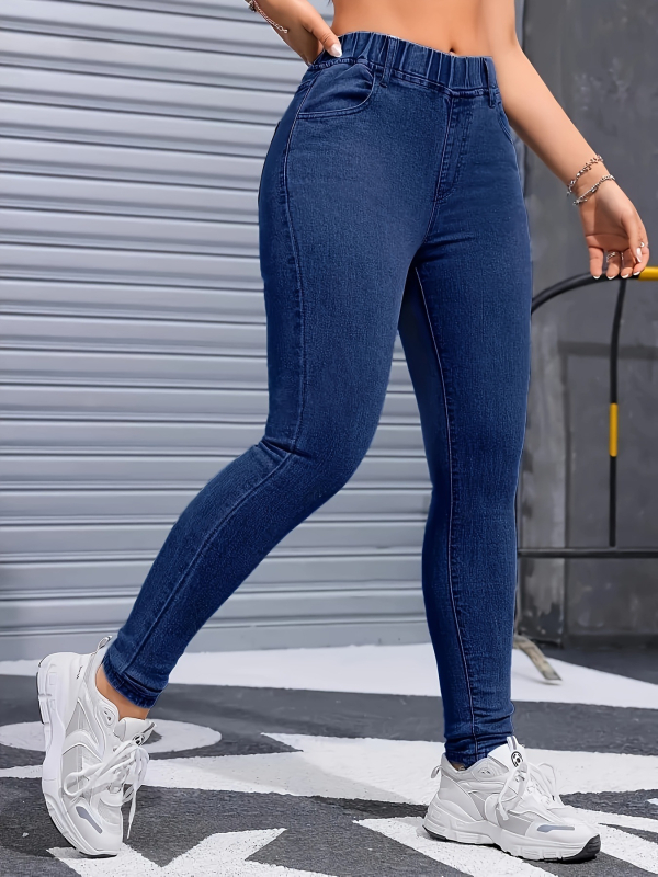 Sieviešu pārrobežu ārējās tirdzniecības džinsi ar elastīgu joslu, augstu jostasvietu un elastīgu kokvilnas audumu, ērti visiem gadalaikiem, plus izmēra sieviešu klasisks stils
