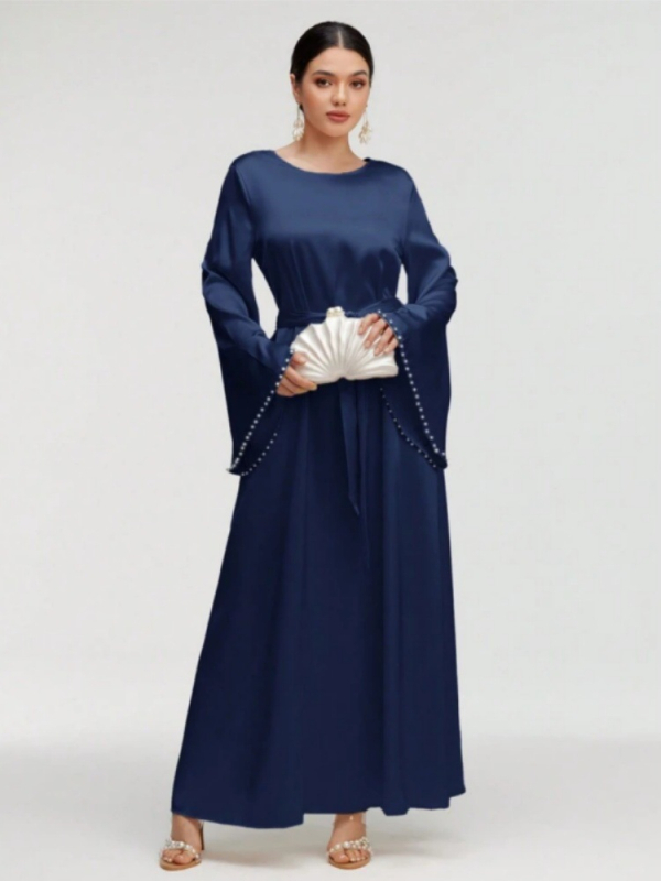 2025-ös muszlim Aliexpress Dubai Közel-Kelet Törökország Dubai Finom és elegáns gyöngyös abaya ruha