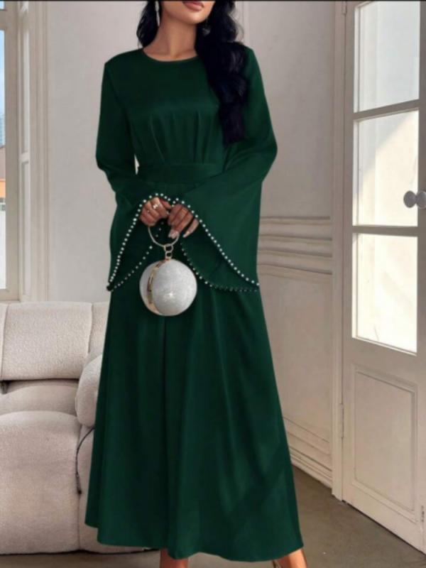 2025-ös muszlim Aliexpress Dubai Közel-Kelet Törökország Dubai Finom és elegáns gyöngyös abaya ruha