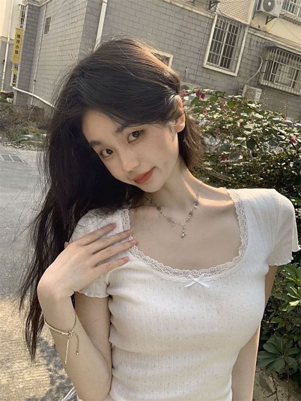 Bm stiilis valge pitsiline õhukese altpoolt särk naistele uus suvine lühikeste varrukatega T-särk