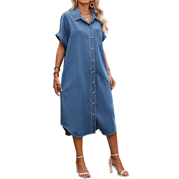 218670 Cross-border női egysoros, bő, lusta fazonú, retró, karcsúsított, hosszú ruha, közvetlen gyári eladás