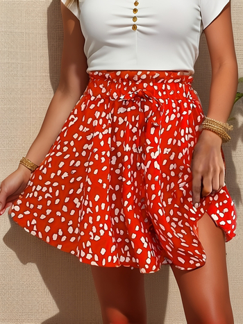 2025-ös, határokon átnyúló, új, európai és amerikai sötétkék, nagy méretű, elegáns, pöttyös, széles szárú női rövidnadrág