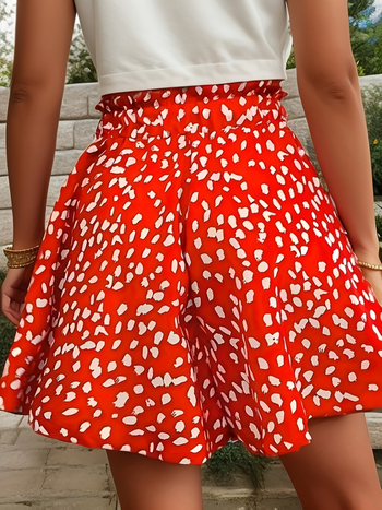 2025-ös, határokon átnyúló, új, európai és amerikai sötétkék, nagy méretű, elegáns, pöttyös, széles szárú női rövidnadrág