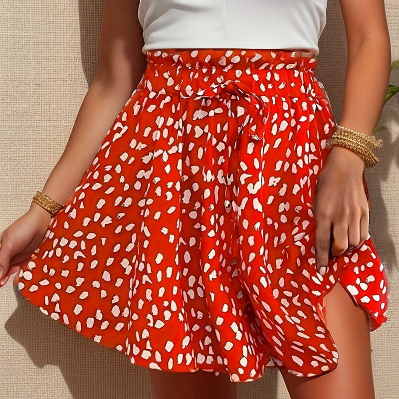 2025-ös, határokon átnyúló, új, európai és amerikai sötétkék, nagy méretű, elegáns, pöttyös, széles szárú női rövidnadrág