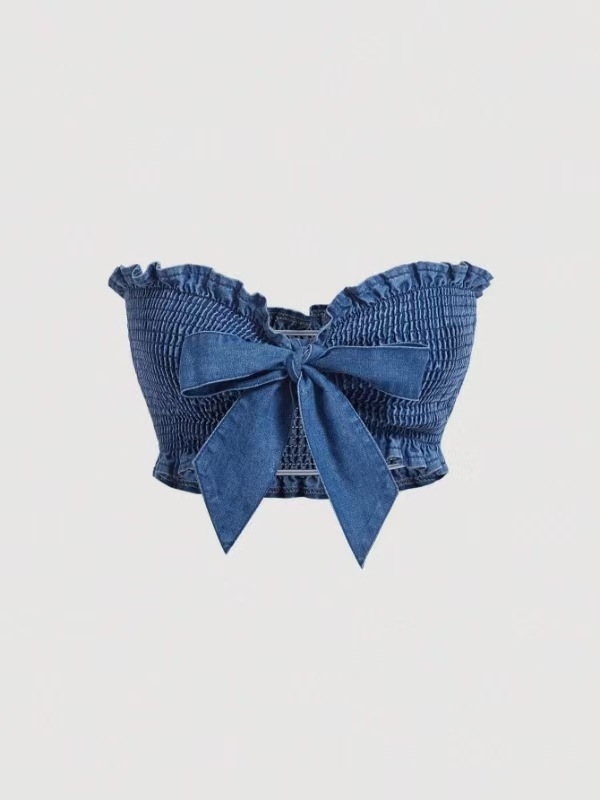 Népszerű európai és amerikai külkereskedelmi pánt nélküli pillangós, luxusminőségű, pánt nélküli farmer melltartó, mosott, ingázós, édes farmer, pánt nélküli