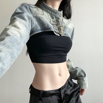 Trendi és egyedi, ultrarövid farmerdzseki nőknek, 2025 tavasz/nyár, új, sokoldalú, karcsúsító, dögös lányos felsőruházat