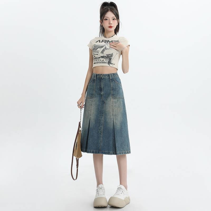 A haj nevében nagykereskedelmi amerikai retro farmer szoknya női rakott dizájn érzéki niche magas derekú karcsú szó csípőszoknya