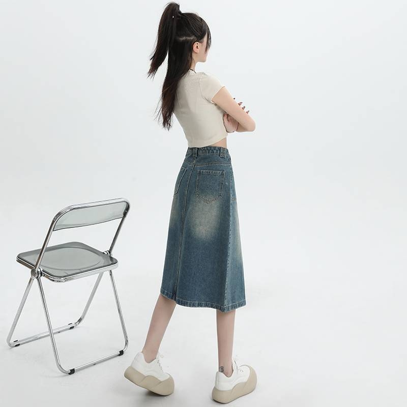 A haj nevében nagykereskedelmi amerikai retro farmer szoknya női rakott dizájn érzéki niche magas derekú karcsú szó csípőszoknya