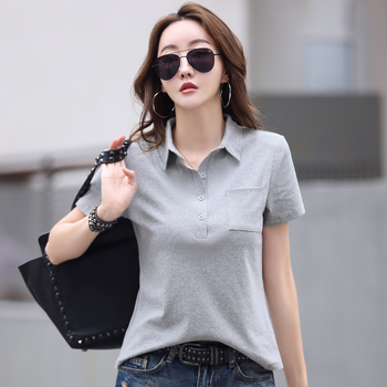 82326 Βαμβακερό μπλουζάκι για γυναίκες, κοντομάνικο, νέο κορεάτικο στυλ, μοντέρνο, φαρδύ, ευέλικτο, με στρογγυλή λαιμόκοψη, μπλουζάκι με μισό μανίκι, λεπτό στυλ, στυλ με φαρδιά μανίκια