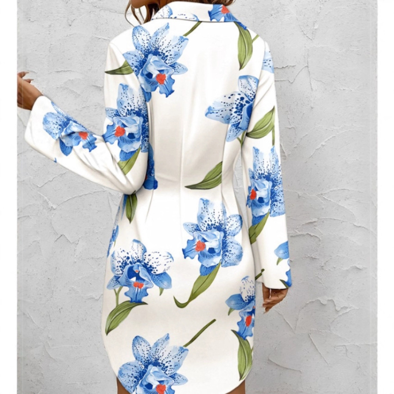 Európai és amerikai határokon átnyúló női ruházat Aliexpress Amazon őszi új nyomtatott divatos hosszú ujjú ingruha