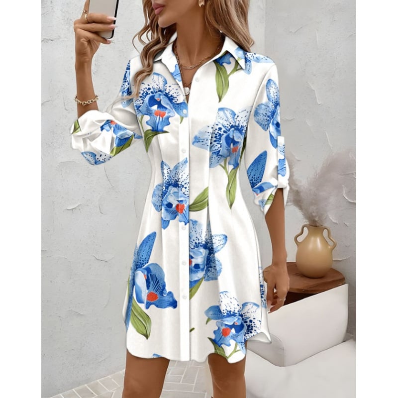 Európai és amerikai határokon átnyúló női ruházat Aliexpress Amazon őszi új nyomtatott divatos hosszú ujjú ingruha