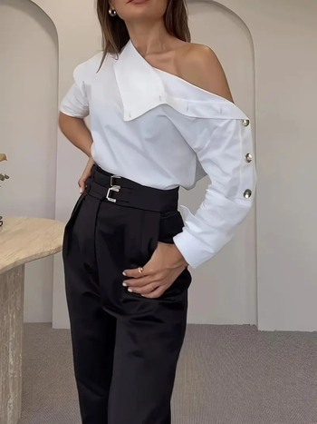 2025 Нов продукт Amazon Трансгранично Европа и Америка Дамско яке с висока яка през рамо Различни методи на носене Златно копче