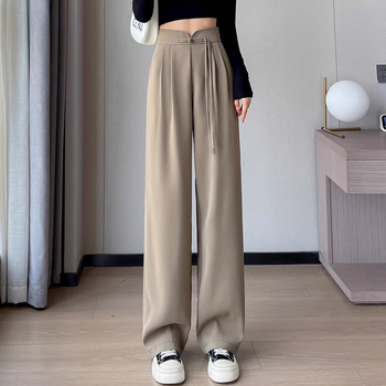 AS245 kostiumo kelnių raštas moteriškos klostės naujos naujos kiniško stiliaus kelnės nacionalinio stiliaus plačios kelnės su plokštele