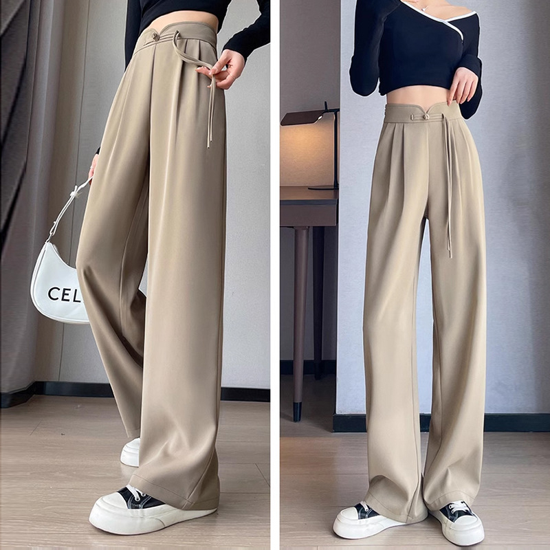 AS245 kostiumo kelnių raštas moteriškos klostės naujos naujos kiniško stiliaus kelnės nacionalinio stiliaus plačios kelnės su plokštele