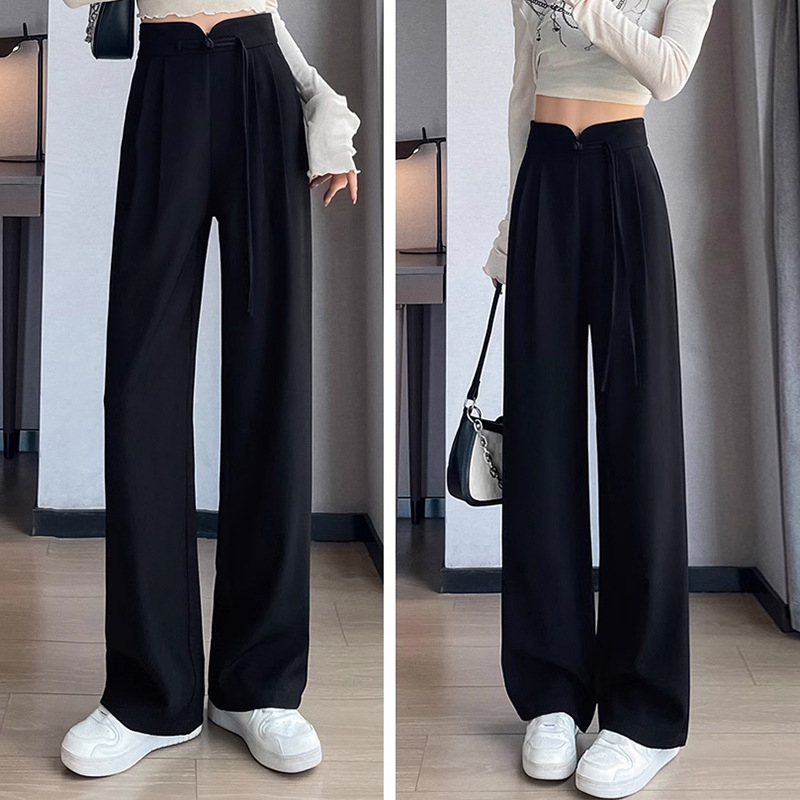 AS245 kostiumo kelnių raštas moteriškos klostės naujos naujos kiniško stiliaus kelnės nacionalinio stiliaus plačios kelnės su plokštele