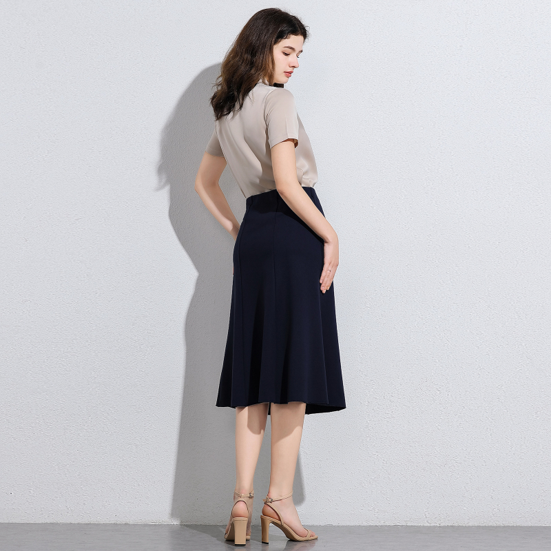 Külkereskedelmi stílusú francia Hepburn stílusú retró szoknya magas derekú, karcsúsító megjelenésű, drapézott A-vonalú szoknya, luxus, nagy lengő, esernyőszoknya nőknek