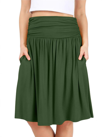 Γυναικείες φούστες σε κανονικά και μεγάλα μεγέθη, πλισέ φούστες με φαρδιά γραμμή, φούστες μεσαίου μήκους