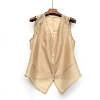 Nyári könnyű, utazó, hűvös, Tencel anyagból készült, laza, karcsúsító, sokoldalú felső, divatos mellény, enyhén átlátszó, napvédő ruházat, trendi