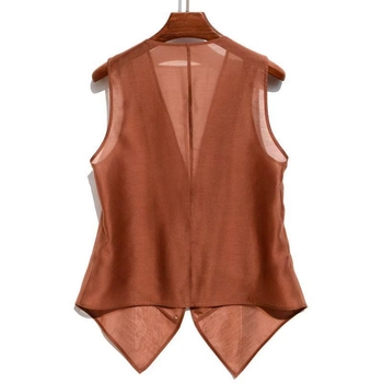 Nyári könnyű, utazó, hűvös, Tencel anyagból készült, laza, karcsúsító, sokoldalú felső, divatos mellény, enyhén átlátszó, napvédő ruházat, trendi