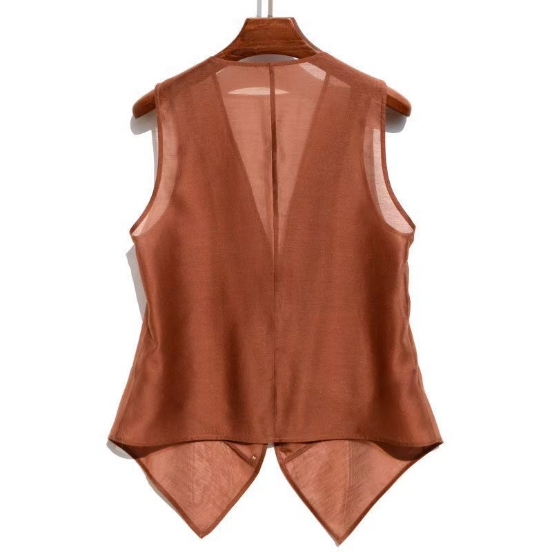 Nyári könnyű, utazó, hűvös, Tencel anyagból készült, laza, karcsúsító, sokoldalú felső, divatos mellény, enyhén átlátszó, napvédő ruházat, trendi