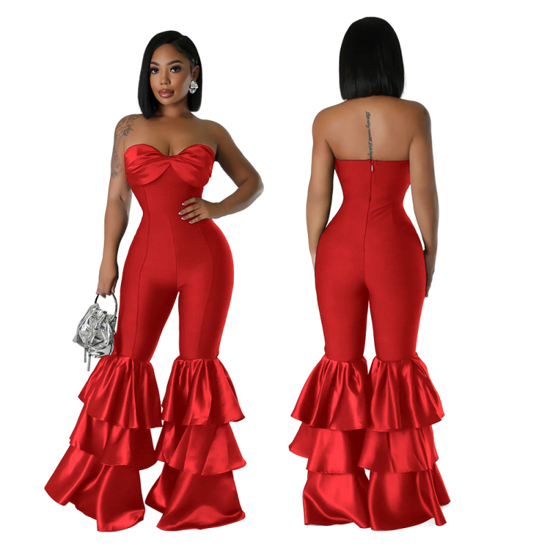 Cy901250 európai és amerikai Aliexpress új stílusú divatos szexi csőfelső tiszta színű rakott csipke overall nőknek