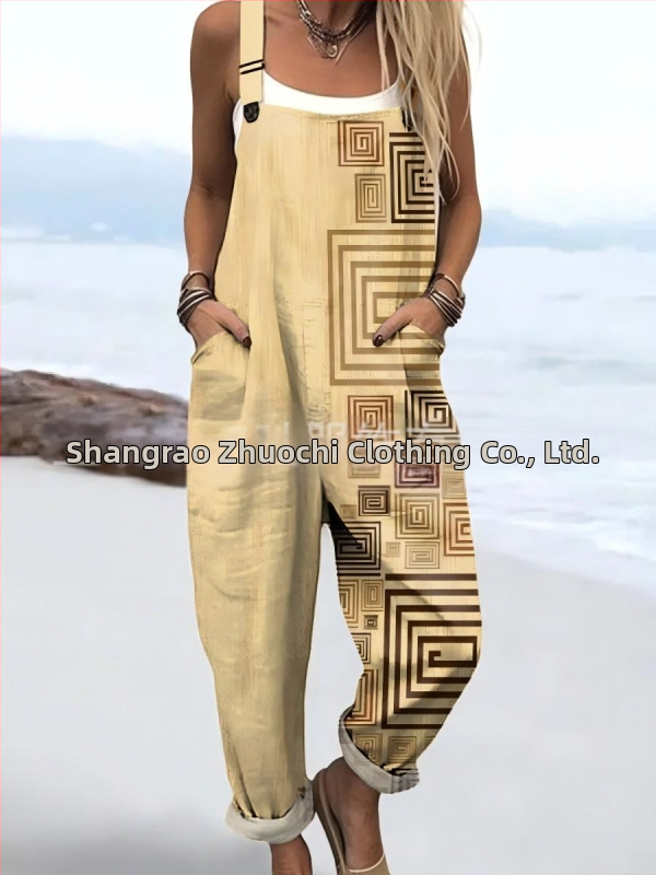 2025 Határokon átnyúló új női ruházat Amazon európai és amerikai nyári 3D nyomtatott gombos nadrágtartók alkalmi nadrágtartók