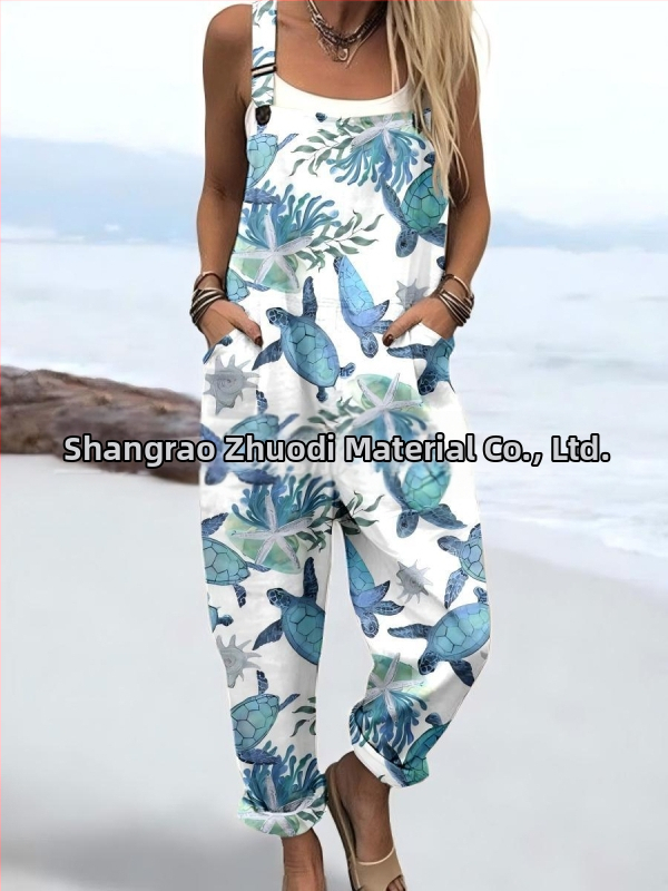 2025 Határokon átnyúló új női ruházat Amazon európai és amerikai nyári 3D nyomtatott gombos nadrágtartók alkalmi nadrágtartók