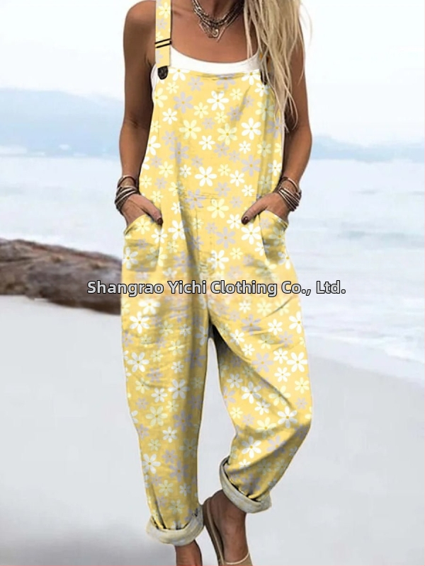 2025 Határokon átnyúló új női ruházat Amazon európai és amerikai nyári 3D nyomtatott gombos nadrágtartók alkalmi nadrágtartók