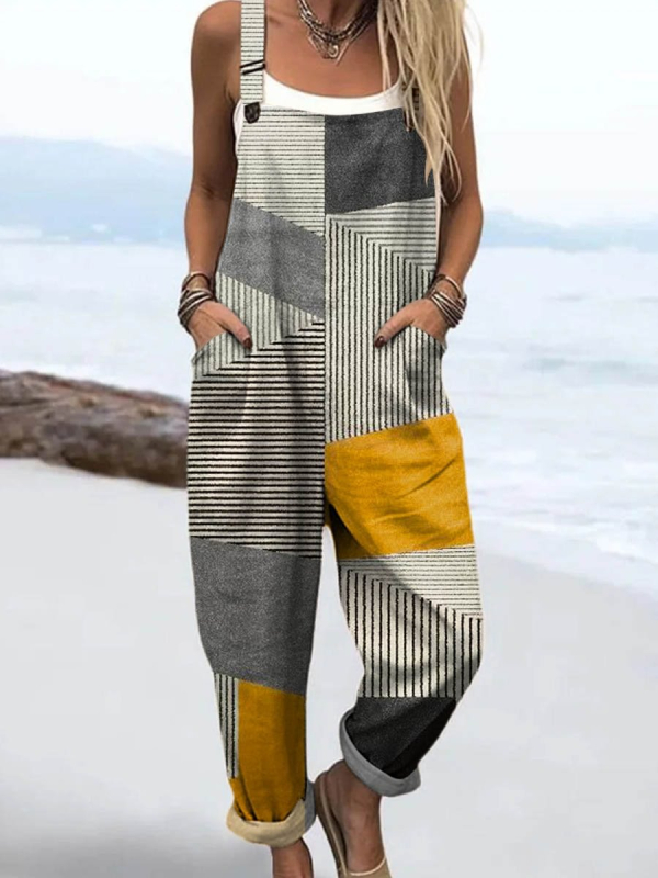 2025 Határokon átnyúló új női ruházat Amazon európai és amerikai nyári 3D nyomtatott gombos nadrágtartók alkalmi nadrágtartók